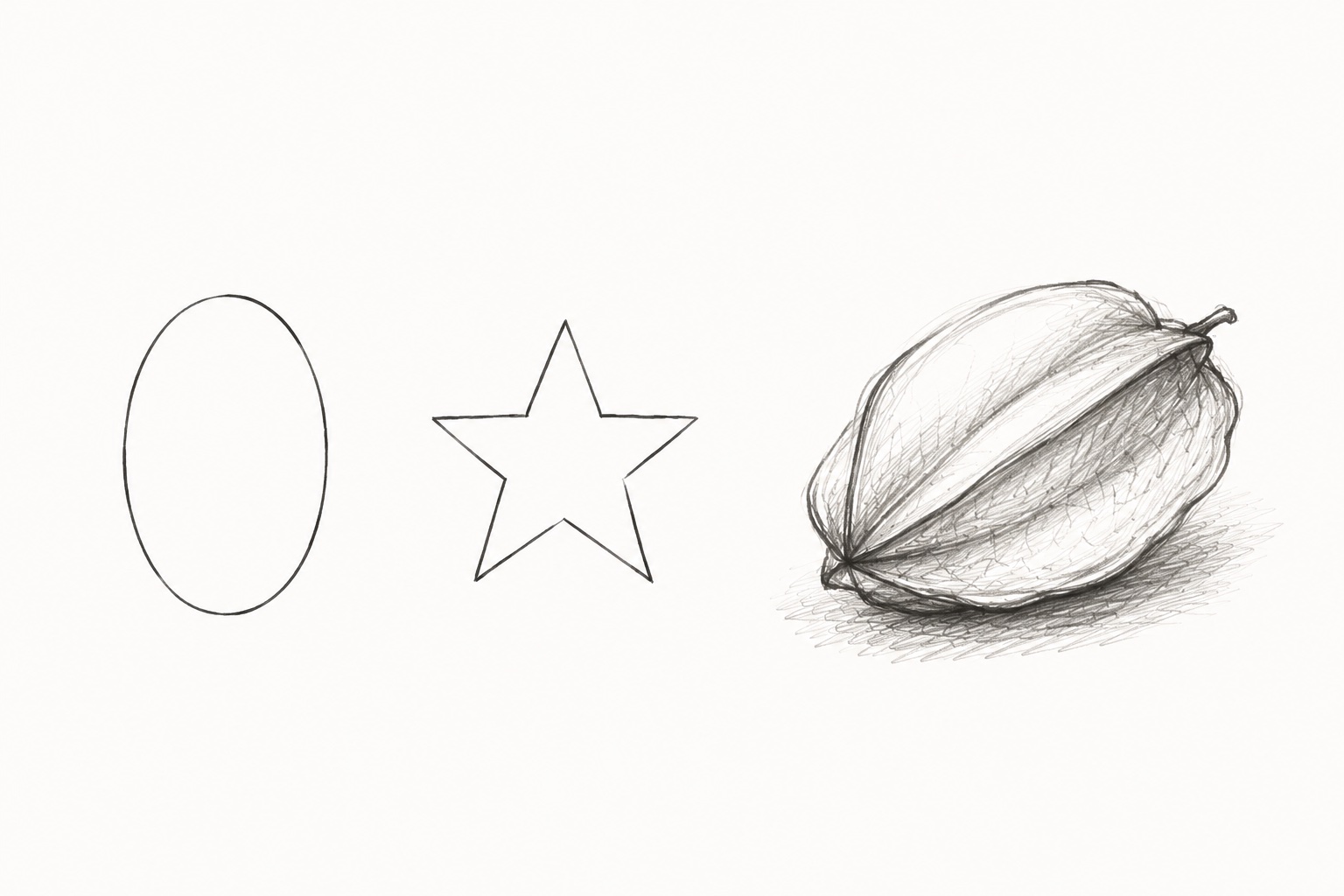 A sketch of a starfruit